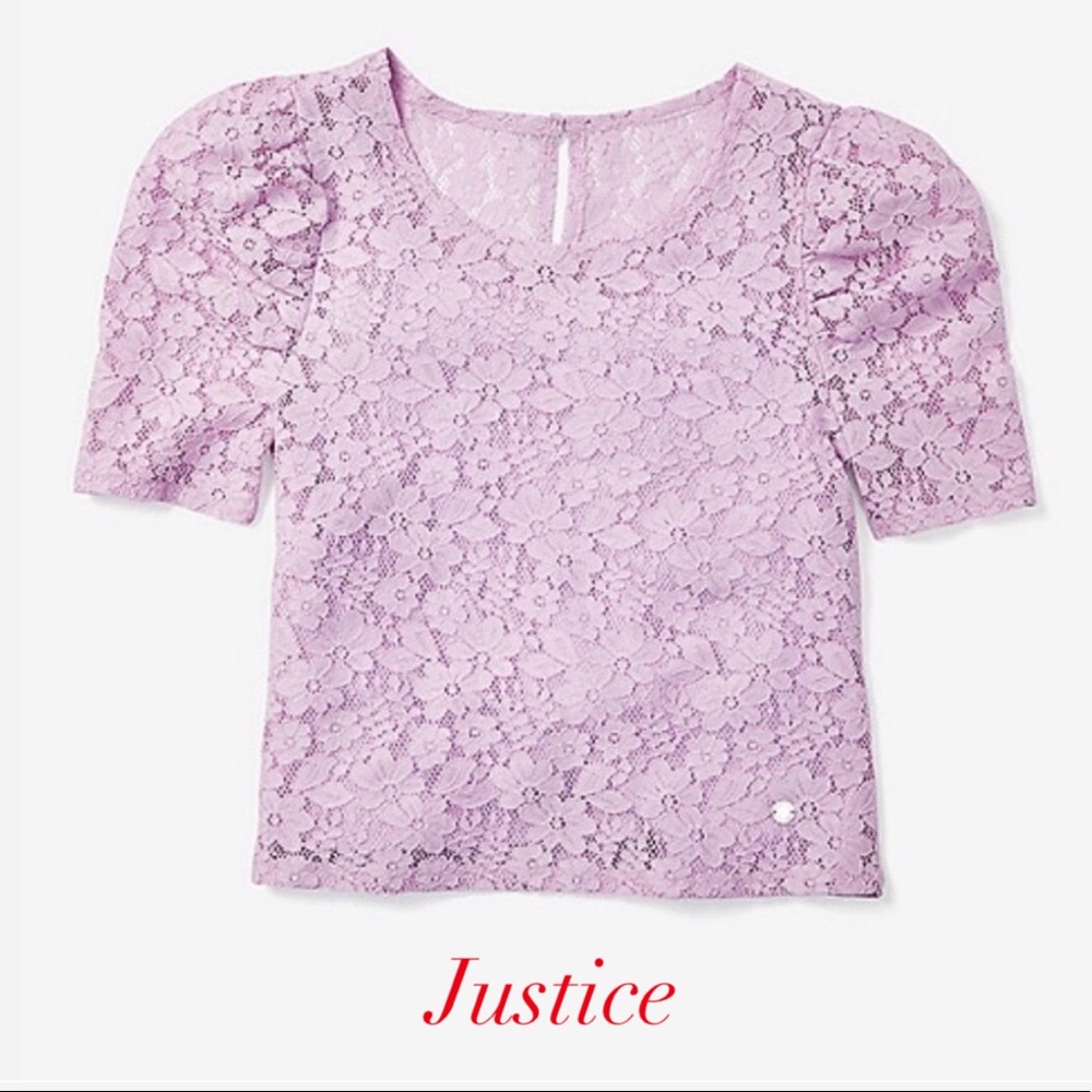 Lace puff sleeve top